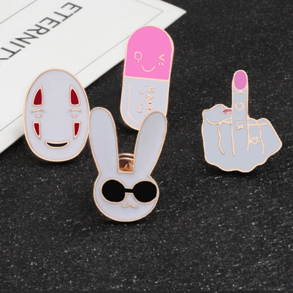 8 Piece Thick Cartoon Bambi Enamel Pin Set - Picture 2 of 4